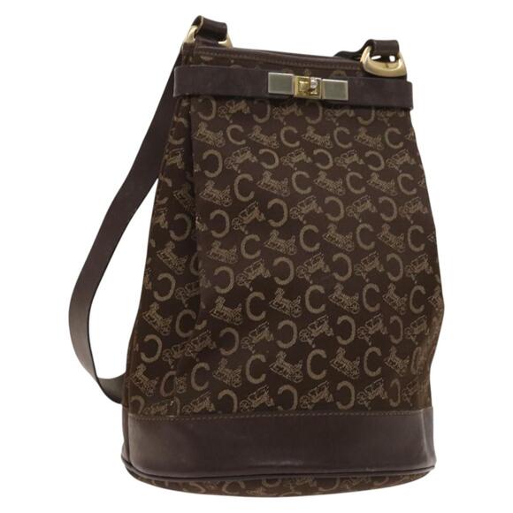 CELINE C Sulky Shoulder Bag Canvas Brown Gold - Picture 1 of 12